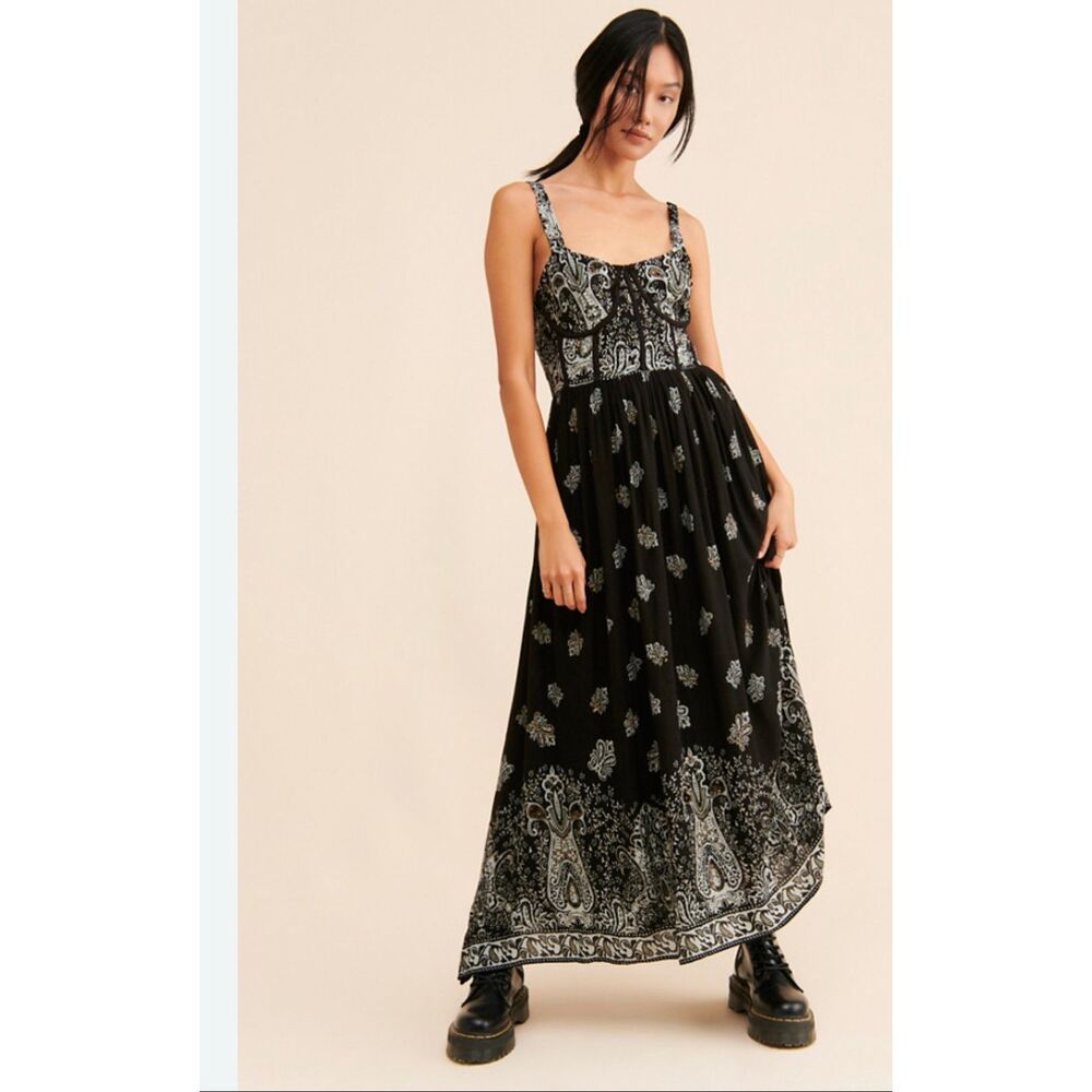 New Antropologie Beaded Floral Midi Dress Size S